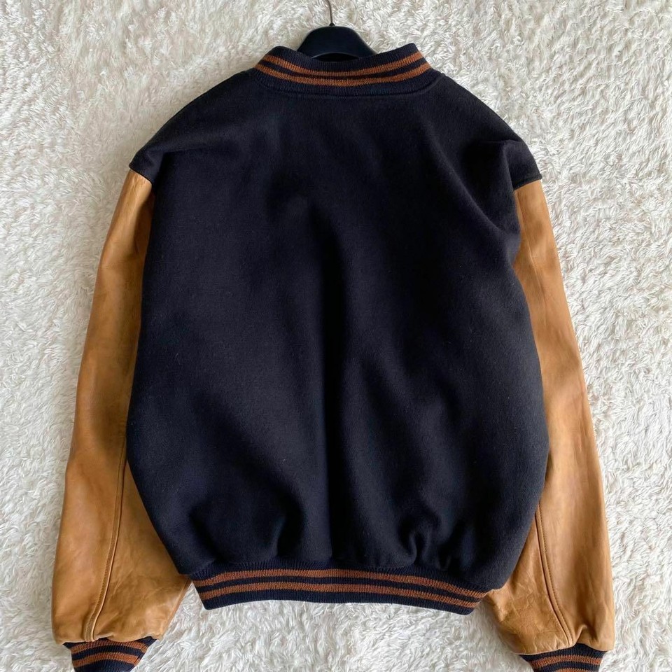 Rare 80s Brooks Brothers Varsity Jacket USA Cowhide Switching Large L