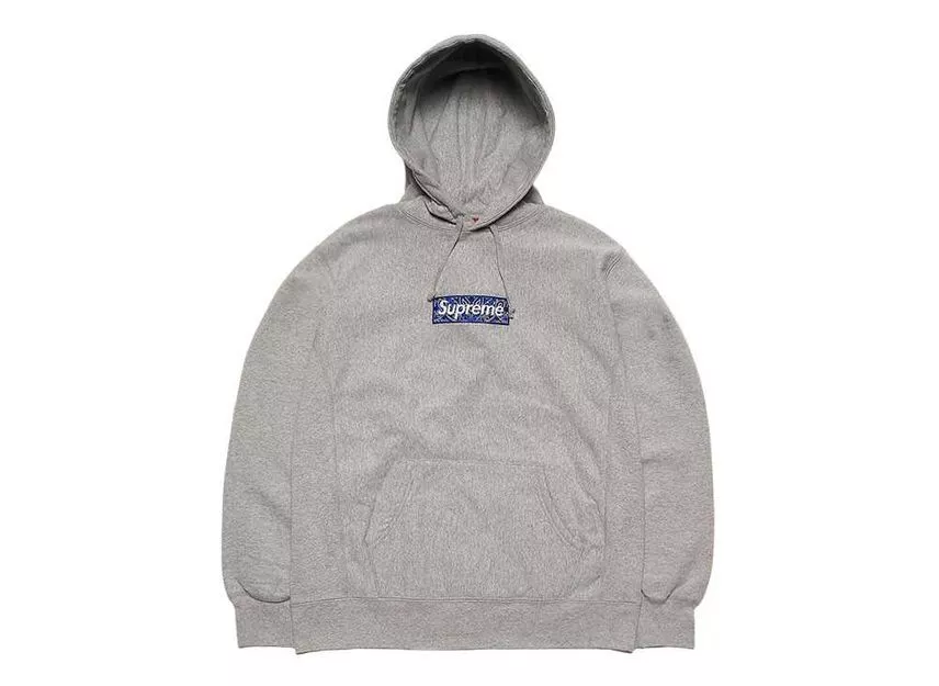 Sweat à capuche gris logo Supreme Bandana Box