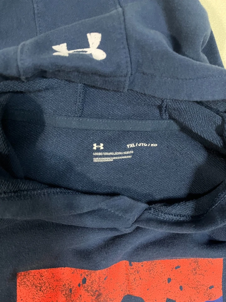 Under Armour UA Project Rock Iron Paradise Boys youth sz XL Short Sleeve Hoodie - Image 4 of 4