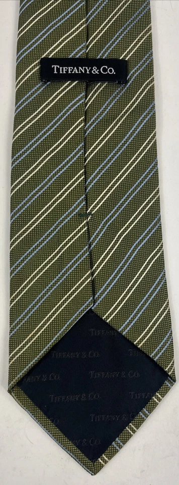 Corbata a rayas de seda verde TIFFANY & CO hecha en Italia 58x3,75 Foto 2 de 4