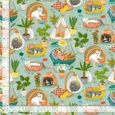 Purrfect Life Napping Cats Fabric Animal Cotton Timeless Treasures C2155 By Yard