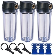 Geekpure Whole House Water Filter Housing 3/4"NPT Brass Fit 10" x 2.5"-Pack 3