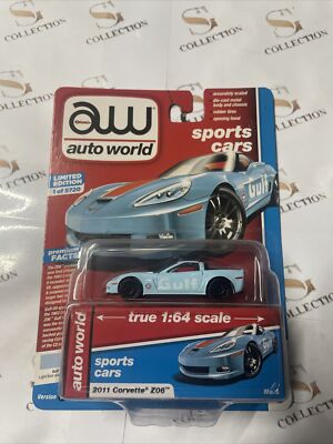 Auto World 1:64 Sports Cars - 2011 Chevy Corvette Z06 (Gulf - Light Blue)
