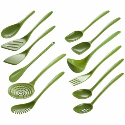 Gourmac Melamine Serving Utensils, Set of 12, Lime Green (3500-12GR) 
