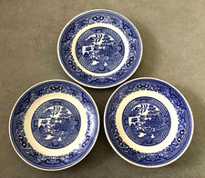 Blue Willow Unbranded Lot of 2 6-1/8" Tea Cup Saucers  1 6-3/8" Bread Plate