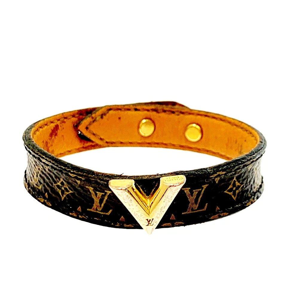 Auth LOUIS VUITTON Brass Essential V M6042F Monogram BC5201 Bracelet