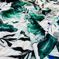 Small Neon Leaves Print 4-way Stretch Fabric 60"wide Swimsuit Spandex By Yard