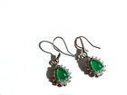 Halo Green Jade Dangle Earrings 18K White Gold Plated with Zircon,Pear Cut,Cute! — photo 7