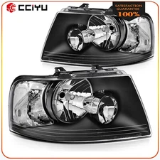 For 2003-2006 Ford  Expedition Headlight Assembly Black Housing Driver+Passenger