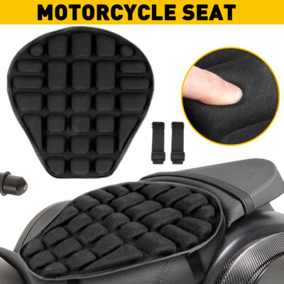Black Gel Comfort Seat Lycra Cushion Cover Shock Absorb Pad Fits For Motorcycle