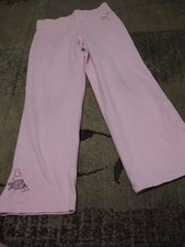FADED GLORY, GIRL'S PINK COTTON BL ELASTIC KNIT PANTS W/EMBROIDERY, SIZE 6