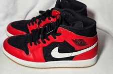 Men’s Air Jordan 1 Retro Mid – Size 9.5. Red and Black Laces. Pre Owned, No box