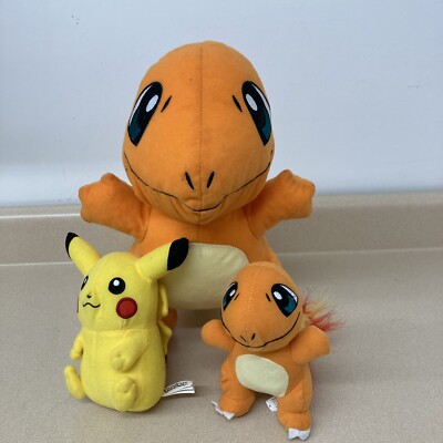 Pokémon Plush Lot Of 2 CHARMANDERS & Pikachu Stuffed Animal AR176