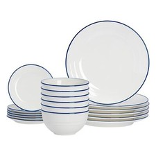 18pc Farmhouse Porcelain Dinner Set White Crockery Dinnerware Plates Bowls