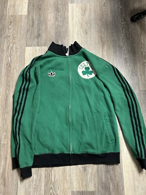 ADIDAS Boston Celtics Full Zip Up Sweatshirt NBA Sweater Jacket Mens XL  Patch