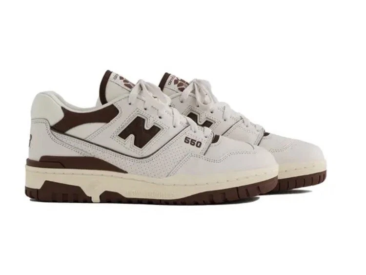 brown and white new balance 550