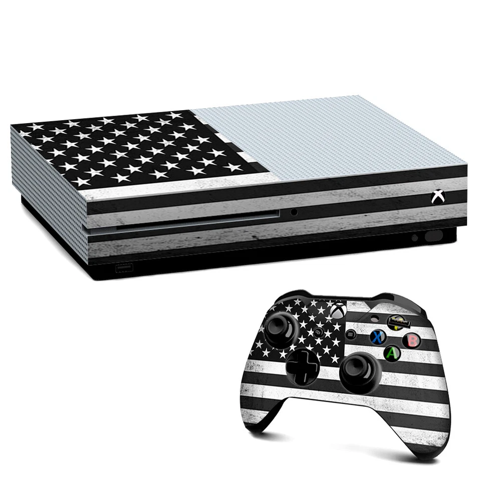 ITSASKIN Xbox One S Console Skins Decal Wrap ONLY Black White Grunge Flag USA America