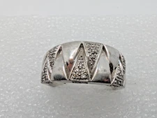 CRP Modernist Sterling Silver 925 Diamond Band Ring Size 8.75
