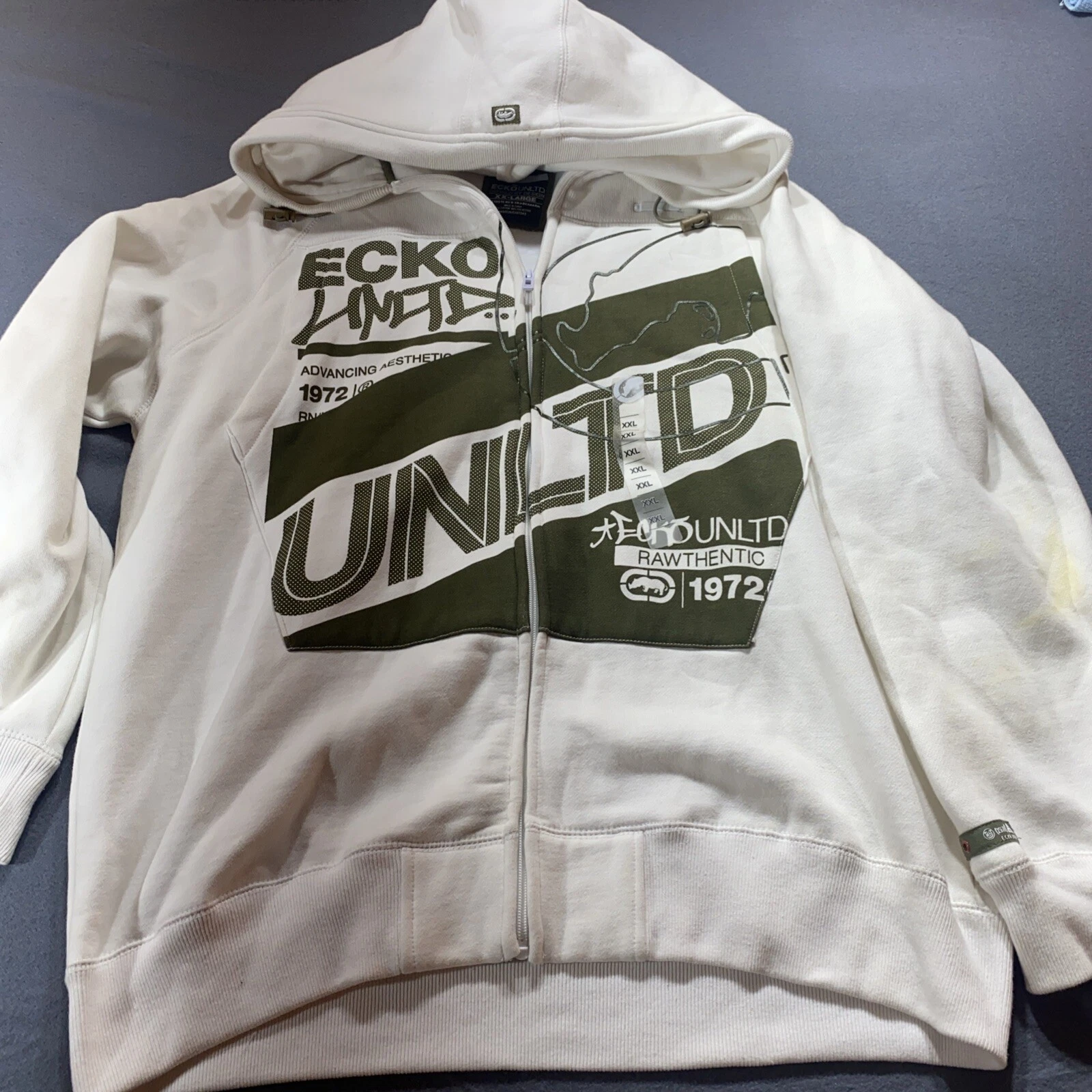 CHROME HEARTS Felpa con cappuccio Ecko Unltd 2XL felpa full zip giacca manica lunga uomo bianca Y2K