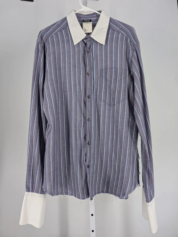 Camisa Dolce Gabbana Y2K D&G Edición Limitada Thrash Cambray Rayas Índigo Puño Francés Foto 2 de 4