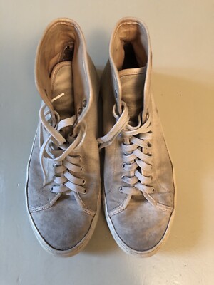 COMMON PROJECTS WHITE  LEATHER LACE UP HIGH TOP SNEAKERS Sz 42M MADE IN ITALY