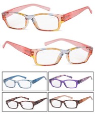 Women Retro Rectangle Frame Thick Temples Reading Glasses Spring Hinges Temples