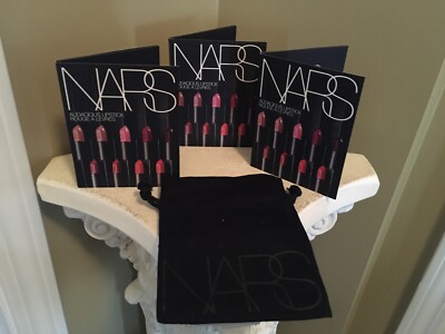 NARS AUDACIOUS LIPSTICK (3) Sample Cards 8 Shades Ea. W/Pouch - NEW!