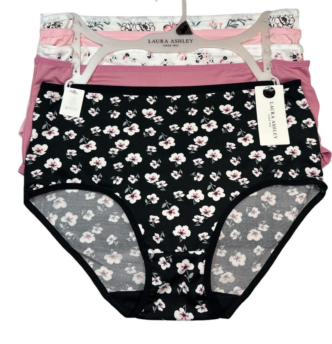 LAURA ASHLEY 5-Pk Briefs Underwear Panty Floral Polyester