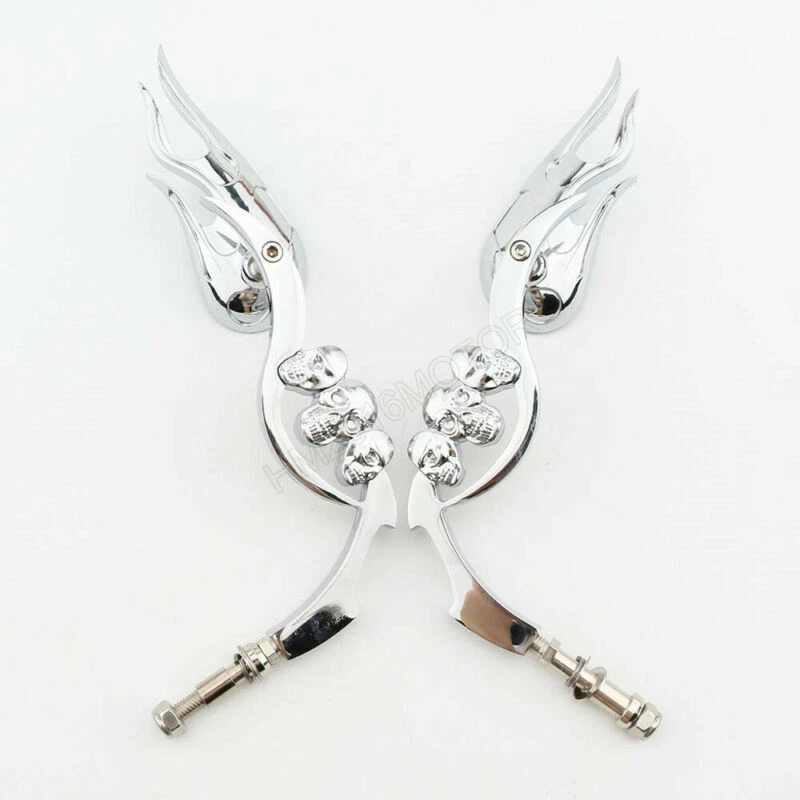 Motorcycle Flaming Chrome Mirrors for Harley-Davidson Softail Standard FXST - Image 4 of 4