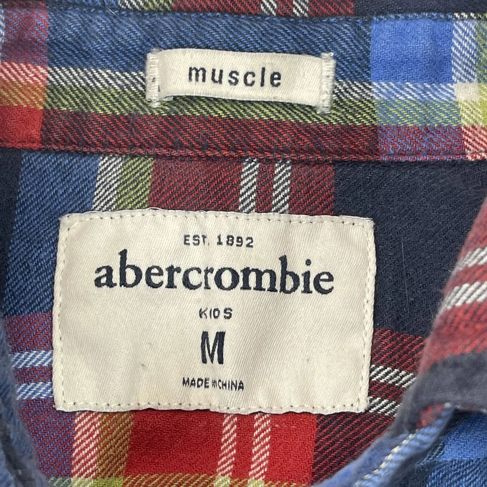 Camisa Abercrombie Niños Niños Cuadros Manga Larga Franela Músculo Talla Mediana Foto 3 de 4