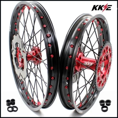 KKE 21/19 Wheels Rims Set for Honda CR125R 1998-2001 CR250R 1997-2001 Red Hubs - image 1 of 4