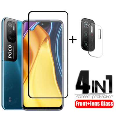 For Xiaomi Poco M3 Pro 5G Camera Lens Film + 9H Tempered Glass Screen Protector