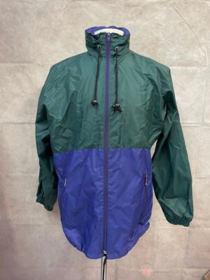 Decathlon Men's Rain Jacket Full Zip Green/Blue Size M