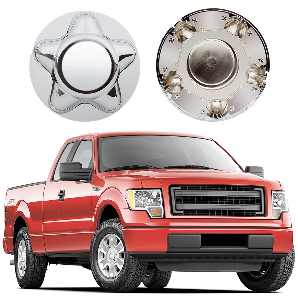 Tapacubos centrales de rueda cromados 4 piezas para Ford F150 Heritage rueda de 5 radios 7" diámetro EE. UU. Foto 3 de 4