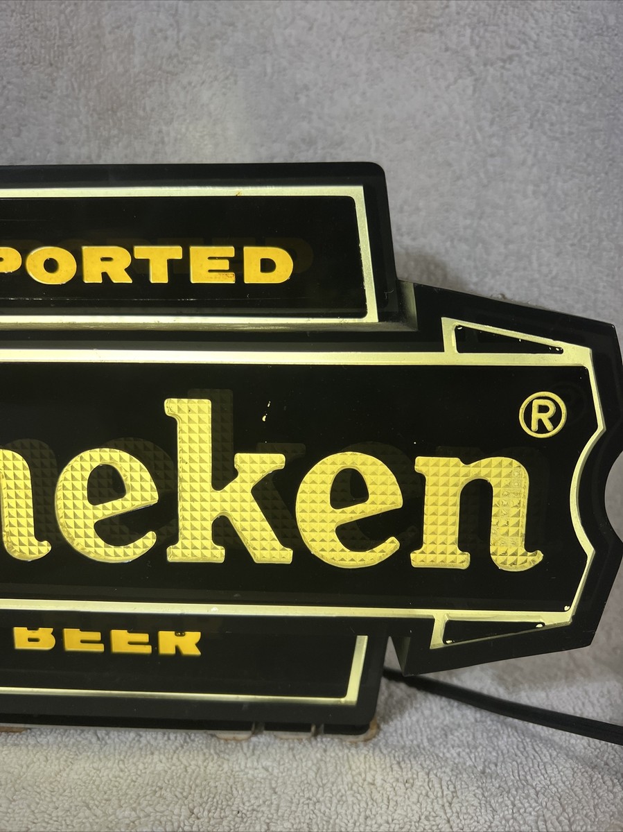 VINTAGE 1960's HEINEKEN IMPORTED BEER LIGHTED BAR SIGN 11