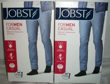 (2) JOBST For Men Casual Medical Compression Stockings Large Black 15-20 mmHg