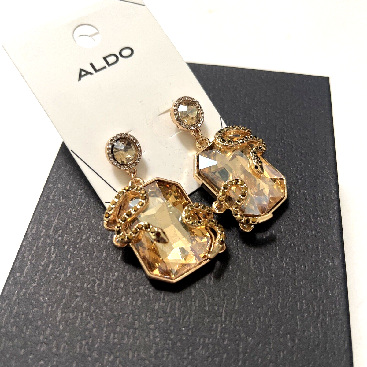 New Original ALDO Uleawen Jewel Drop Fashion Earrings Snake Dangling  Champagne