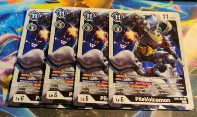 x4 Playset Digimon PILEVOLCAMON BT6-066 Black Uncommon TCG