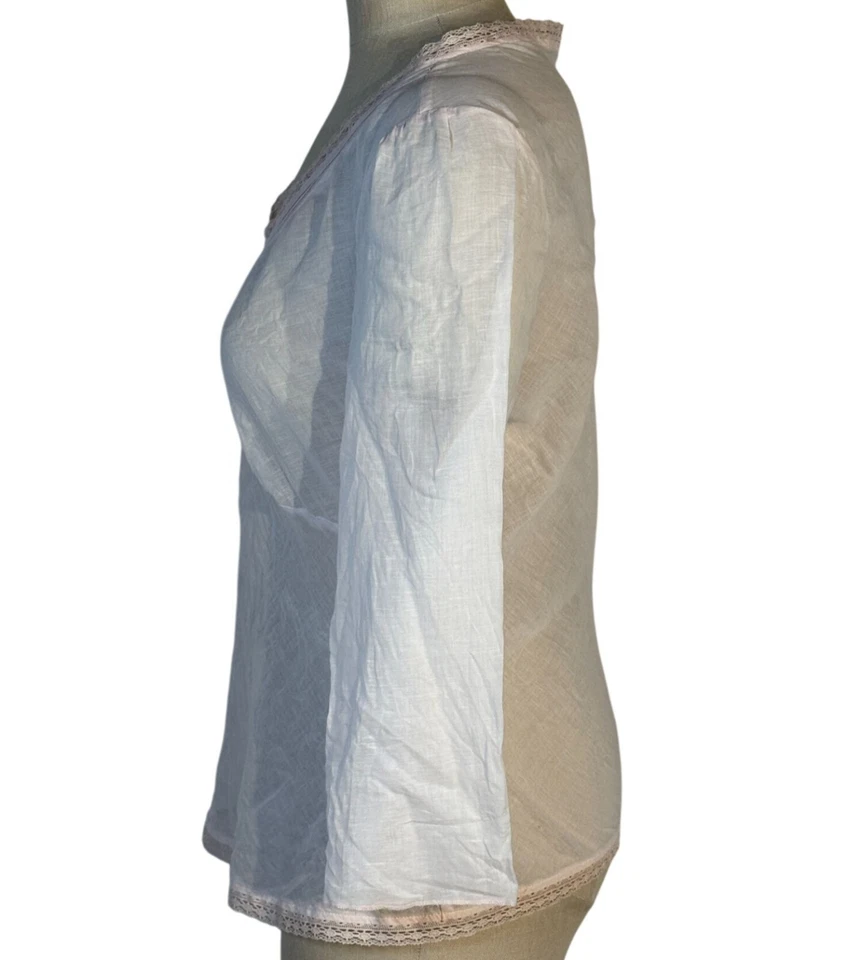 Blusa United Colors Of Benetton para mujer color rosa rubor lino mezcla algodón talla L Foto 2 de 4