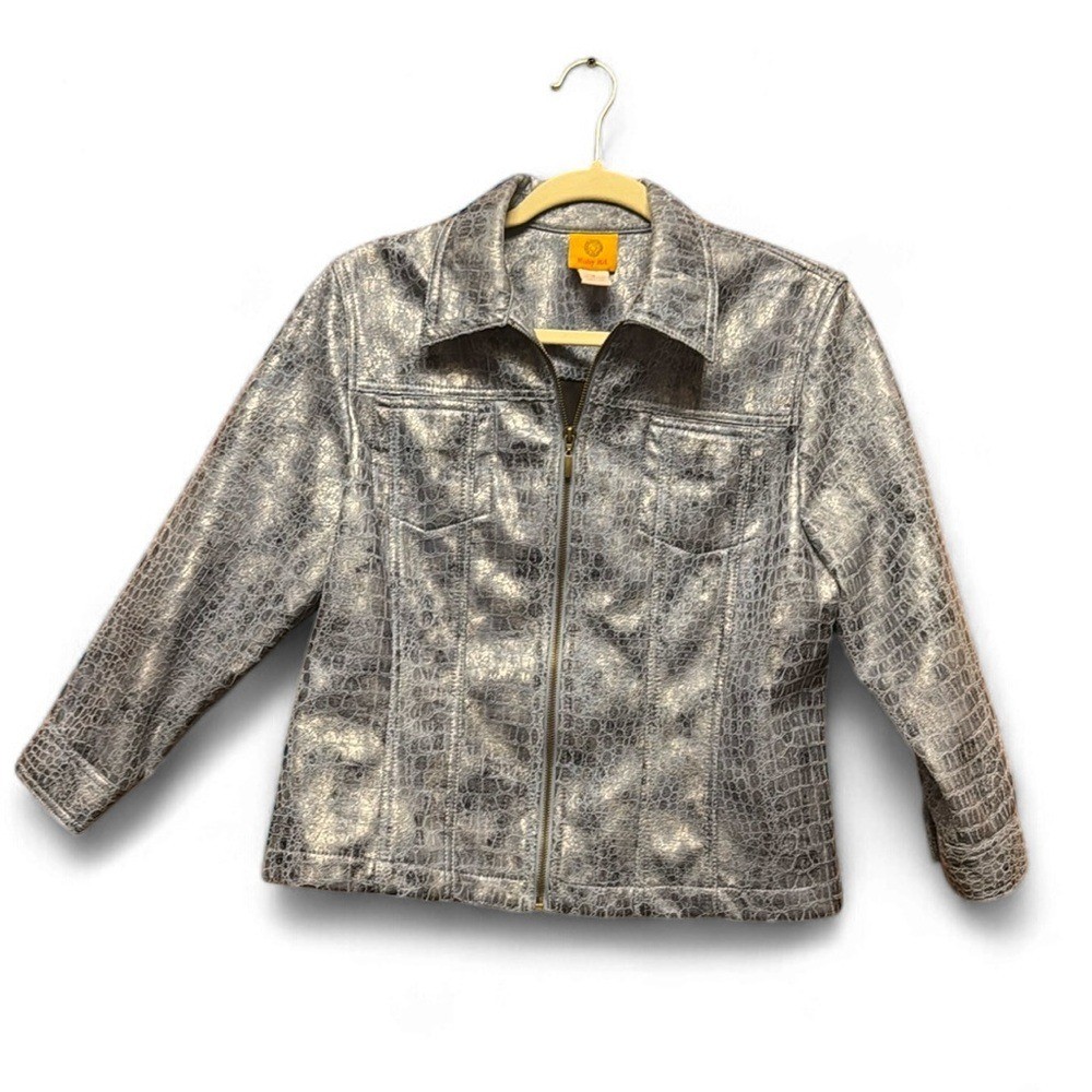 Ruby Rd. Metallic Croc-Embossed Jacket - image 1