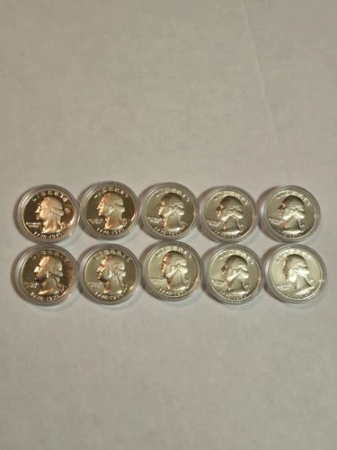 1976-S Bicentennial Proof 40% Silver Washington Quarter In Capsule - Lot of 10