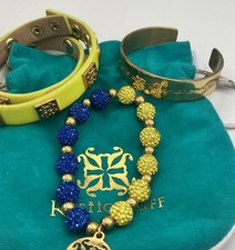 Rustic Cuff 3 Pc Bracelet Stack Neon Yellow B...