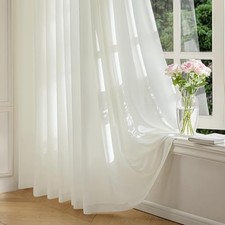 Sheer Non-See-Through Cream Curtains for 52"W x 90"L Pack of 2 Natural