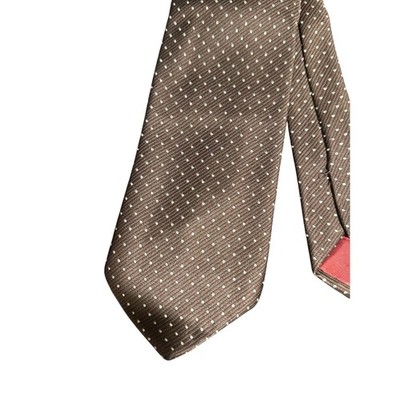  Vintage Hardy Amies Men's Brown Polka Dot Necktie 