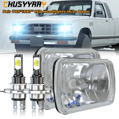 CHUSYYRAY Pair 7X6''/5X7'' LED Headlights Hi/Lo Beam For 82-93 Chevy S10 Blazer GMC S15