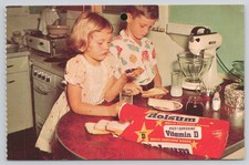 Postal publicitaria de cocina Holsun Bread Children MCM 1950 Ogden UT Utah