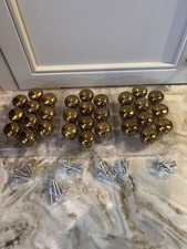 Lot of 30 Solid Brass Polished Cabinet Knobs With Metal Screws