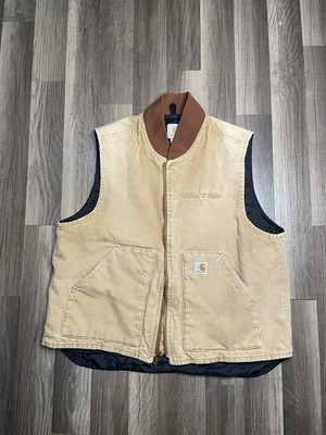 VTG Carhartt V01 Quilted Work Wear Light Brown Colorado Mine Faded Union Vest XL