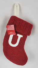 NEW Wondershop Target Knit Initial U Red White Mini Christmas Stocking 7.5"