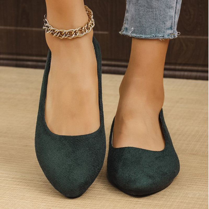 Zapatos planos de ballet informales de gamuza para mujer Mocasines sin cordones Puntera redonda Bombas